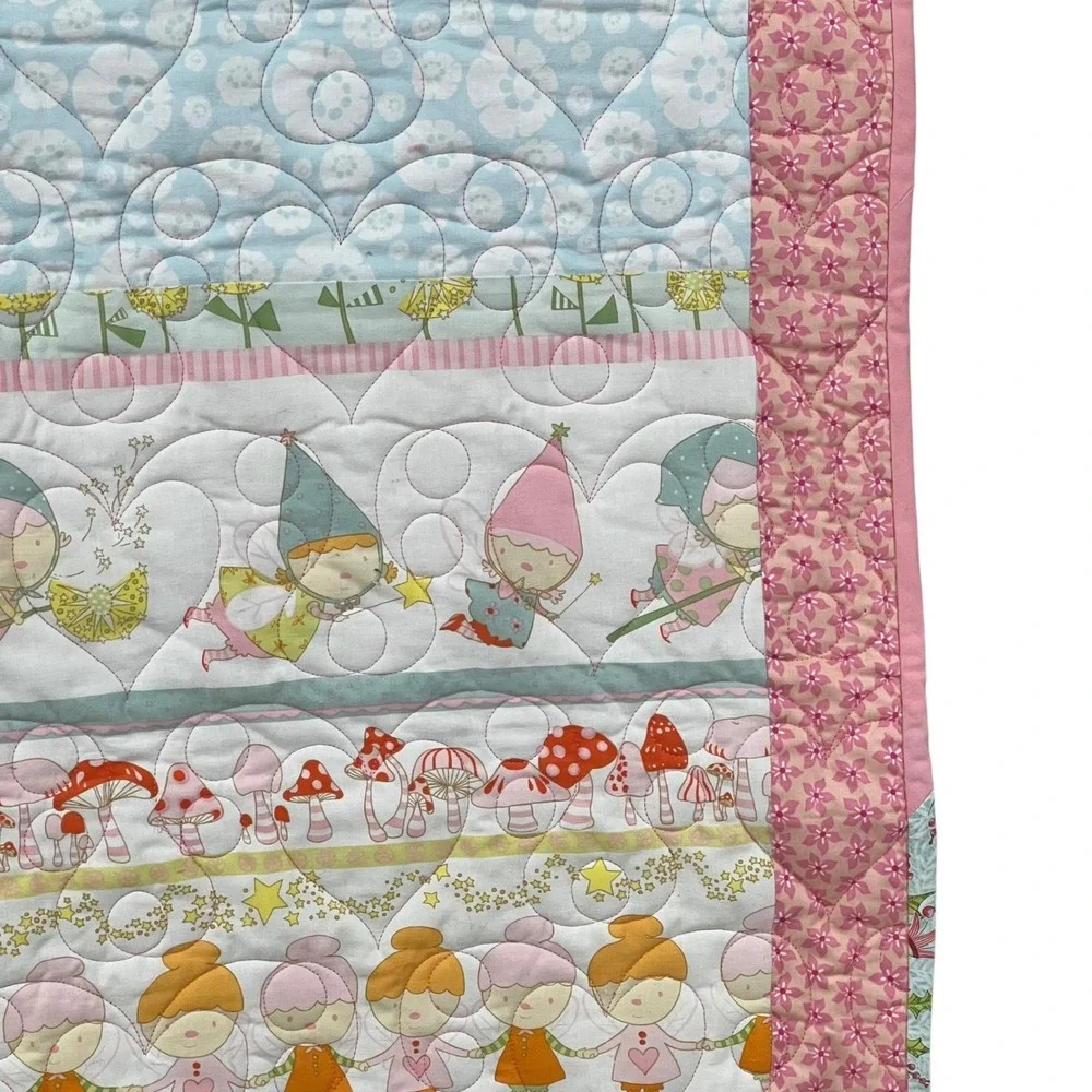Whimsical Fairy Garden‎ Quilt 42x46 Cottagecore Throw Blanket, Porch, Wall Decor